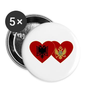 Albanien Montenegro Flagge - Buttons klein 25 mm (5er Pack) - Weiß - Vorne