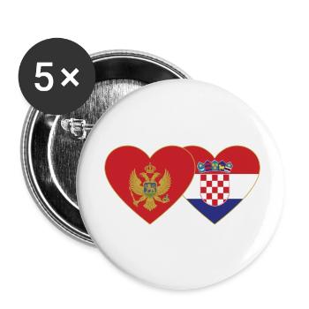 MontenegroKroatien Flagge - Buttons klein 25 mm (5er Pack) - Weiß - Vorne