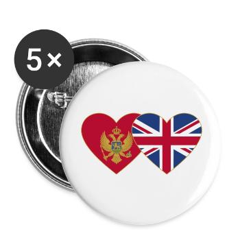 Montenegro England Flagge - Buttons klein 25 mm (5er Pack) - Weiß - Vorne
