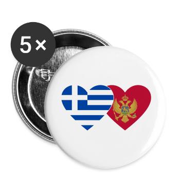 Griechenland Montenegro Flagge - Buttons klein 25 mm (5er Pack) - Weiß - Vorne