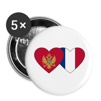 Montenegro Frankreich Flagge - Buttons klein 25 mm (5er Pack) - Weiß - Vorne