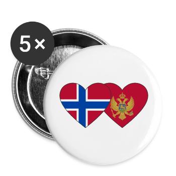 Norwegen Montenegro Flagge - Buttons klein 25 mm (5er Pack) - Weiß - Vorne