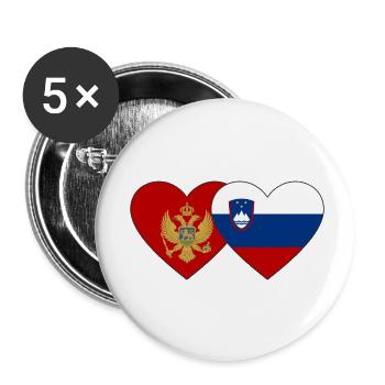 Montenegro Slowenien Flagge - Buttons klein 25 mm (5er Pack) - Weiß - Vorne