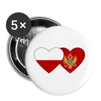 Poland Montenegro flag - Buttons small 1''/25 mm (5-pack) - white - Front