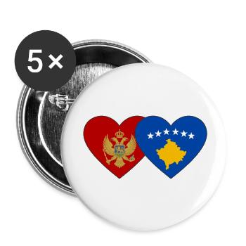 Montenegro Kosovo Flagge - Buttons klein 25 mm (5er Pack) - Weiß - Vorne