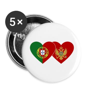 Portugal Montenegro Flagge - Buttons klein 25 mm (5er Pack) - Weiß - Vorne