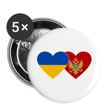 Ukraine Montenegro Flagge - Buttons klein 25 mm (5er Pack) - Weiß - Vorne