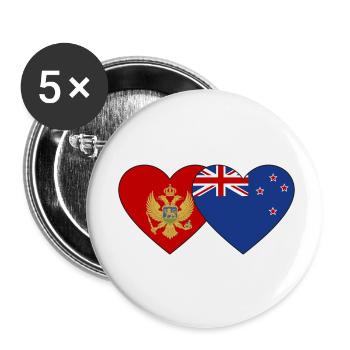 Monténégro Drapeau néo-zélandais - Lot de 5 petits badges (25 mm) - blanc - Devant