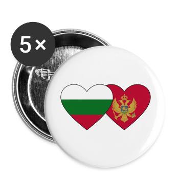 Bulgarien Montenegro Flagge - Buttons klein 25 mm (5er Pack) - Weiß - Vorne
