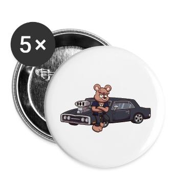 Ours en peluche rapide et en colère - Lot de 5 petits badges (25 mm) - blanc - Devant