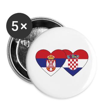 Serbie Croatie Drapeau du cœur - Lot de 5 petits badges (25 mm) - blanc - Devant