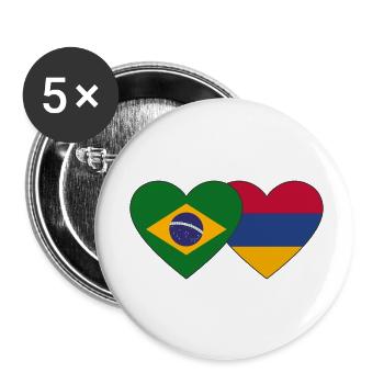 Brazil Armenia flag heart - Buttons small 1''/25 mm (5-pack) - white - Front