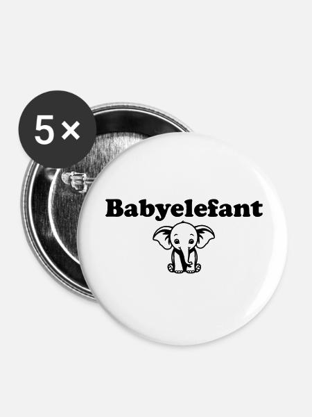 Babyelefant - Buttons klein 25 mm (5er Pack) - Weiß