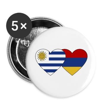 Uruguay Armenien Flagge Herz - Buttons klein 25 mm (5er Pack) - Weiß - Vorne