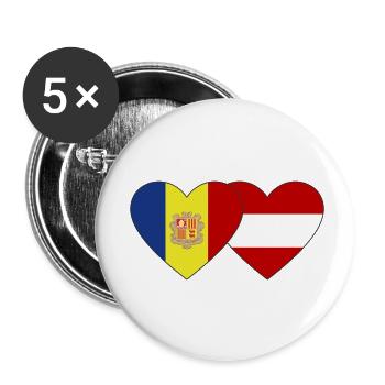 Andorra Austria Flag Heart - Buttons small 1''/25 mm (5-pack) - white - Front