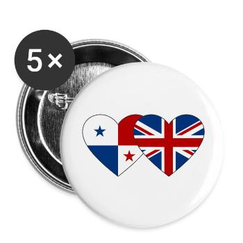 Panama England Flag Heart - Buttons small 1''/25 mm (5-pack) - white - Front