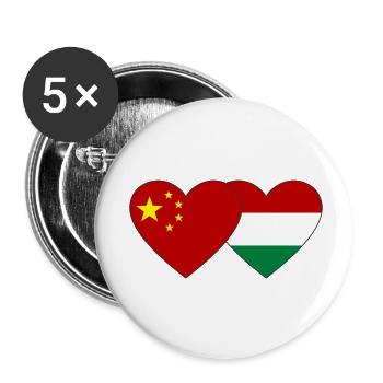 China Hungary Heart Flag - Buttons small 1''/25 mm (5-pack) - white - Front