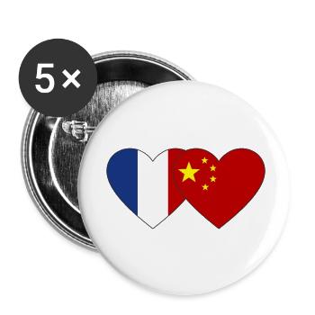 France China Heart Flag - Buttons small 1''/25 mm (5-pack) - white - Front