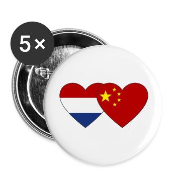 Holland China Heart Flag - Buttons small 1''/25 mm (5-pack) - white - Front