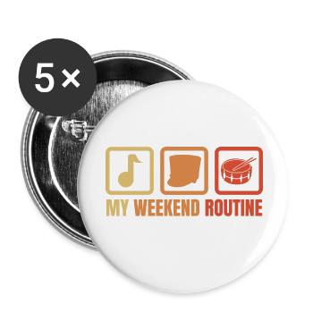 Lustiges Trommelspieler Wochenende - Buttons klein 25 mm (5er Pack) - Weiß - Vorne