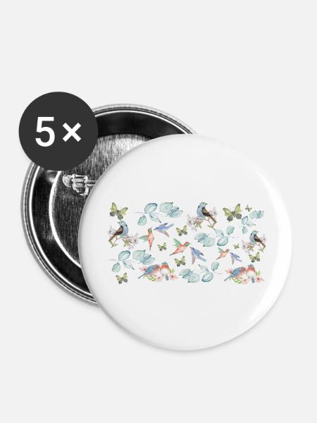 Wildblumen-Geschenkidee - Buttons klein 25 mm (5er Pack) - Weiß