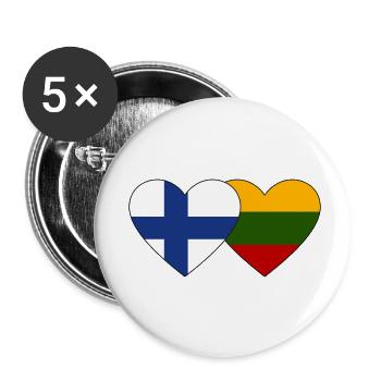 Finland Lithuania Flag Heart - Buttons small 1''/25 mm (5-pack) - white - Front