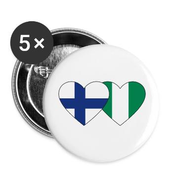 Finlande Nigeria Drapeau Coeur - Lot de 5 petits badges (25 mm) - blanc - Devant