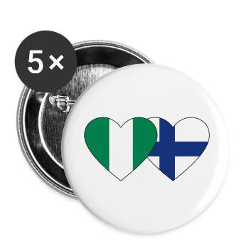 Nigeria Finland Flag Heart - Buttons small 1''/25 mm (5-pack) - white - Front