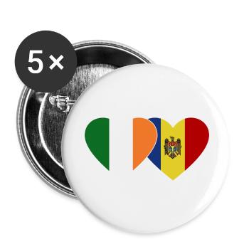Ireland Andorra Flag Heart - Buttons small 1''/25 mm (5-pack) - white - Front