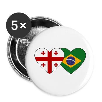 Georgia Brazil Flag Heart - Buttons small 1''/25 mm (5-pack) - white - Front