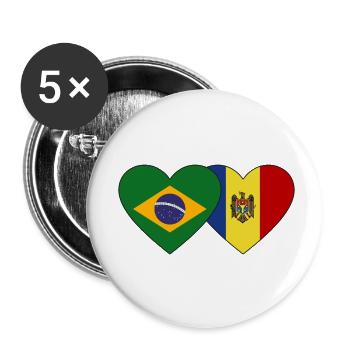 Brazil Andorra Flag Heart - Buttons small 1''/25 mm (5-pack) - white - Front