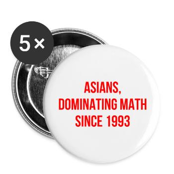 Mathématiques asiatiques disant anglais - Lot de 5 petits badges (25 mm) - blanc - Devant