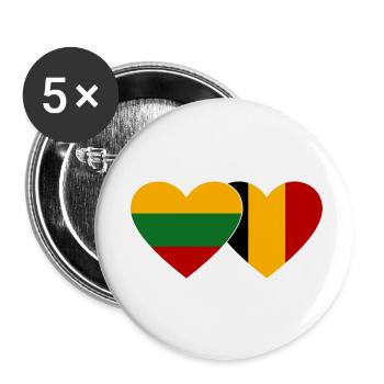 Lithuania Belgium Flag Heart - Buttons small 1''/25 mm (5-pack) - white - Front