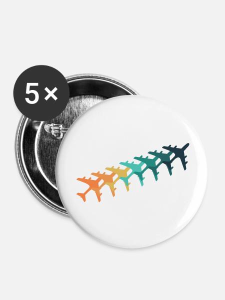Retro-Flugzeuge - Buttons klein 25 mm (5er Pack) - Weiß