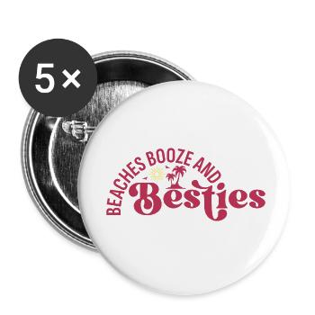 Plages Booze Besties, Summer Sun Beach Friends - Lot de 5 petits badges (25 mm) - blanc - Devant