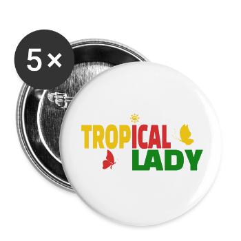 Tropische Dame - Buttons klein 25 mm (5er Pack) - Weiß - Vorne
