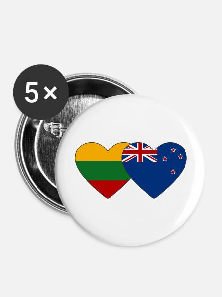 Litauen Neuseeland Flagge - Buttons klein 25 mm (5er Pack) - Weiß