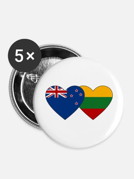 Neuseeland Litauen Flagge - Buttons klein 25 mm (5er Pack) - Weiß