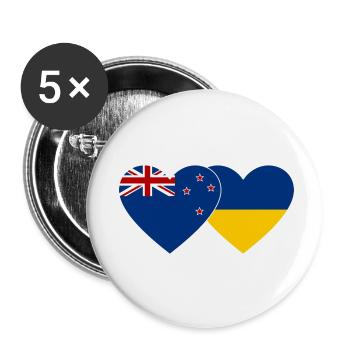 Nouvelle-Zélande Ukraine Drapeau Coeur - Lot de 5 petits badges (25 mm) - blanc - Devant