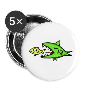 Fischjagd - Buttons klein 25 mm (5er Pack) - Weiß - Vorne