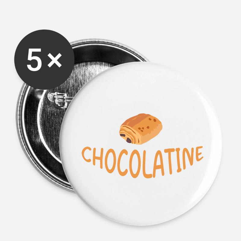 Schokolade - Buttons klein 25 mm (5er Pack) - Weiß