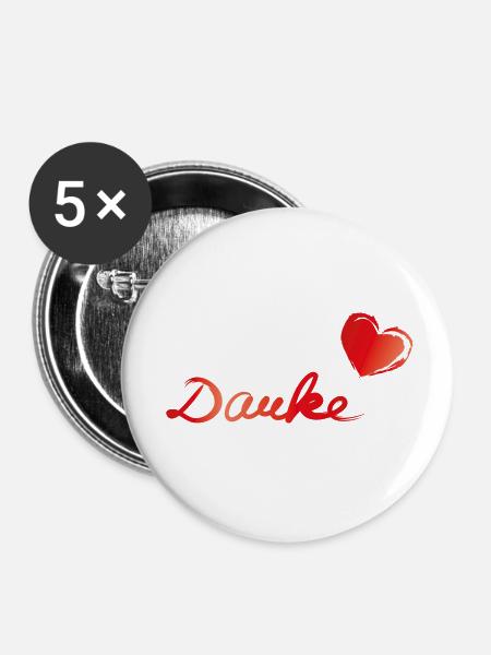 danke herz - Buttons klein 25 mm (5er Pack) - Weiß
