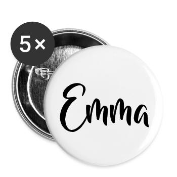 Name - Emma - Buttons klein 25 mm (5er Pack) - Weiß - Vorne