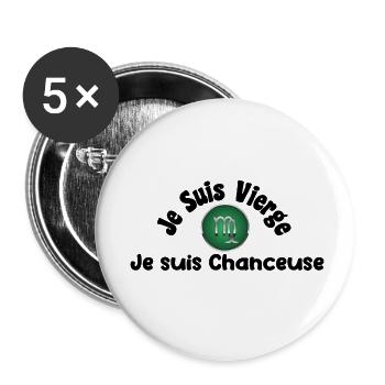 Vierge zodiaque signe - Je suis chanceuse - Lot de 5 petits badges (25 mm) - blanc - Devant