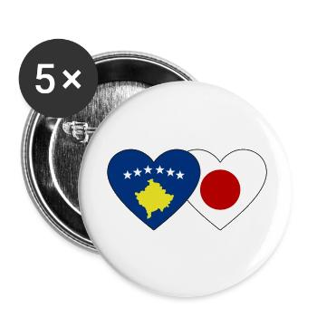 Kosovo Japan Flag Heart - Buttons small 1''/25 mm (5-pack) - white - Front