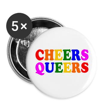 Cheers queers - Buttons klein 25 mm (5er Pack) - Weiß - Vorne