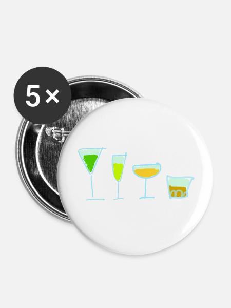Getränke - Buttons klein 25 mm (5er Pack) - Weiß
