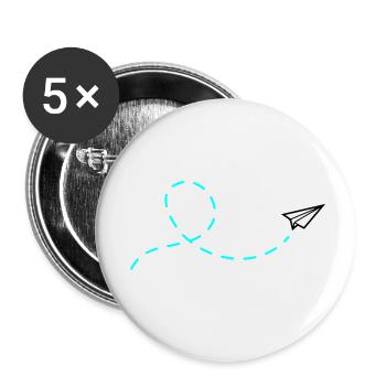 Avion en papier - Lot de 5 petits badges (25 mm) - blanc - Devant