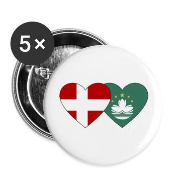 Danemark Cœur de drapeau de Macao - Lot de 5 petits badges (25 mm) - blanc - Devant
