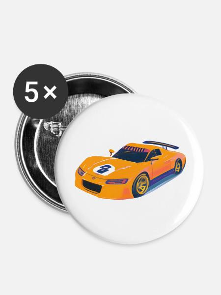 Rennauto geld - Buttons klein 25 mm (5er Pack) - Weiß
